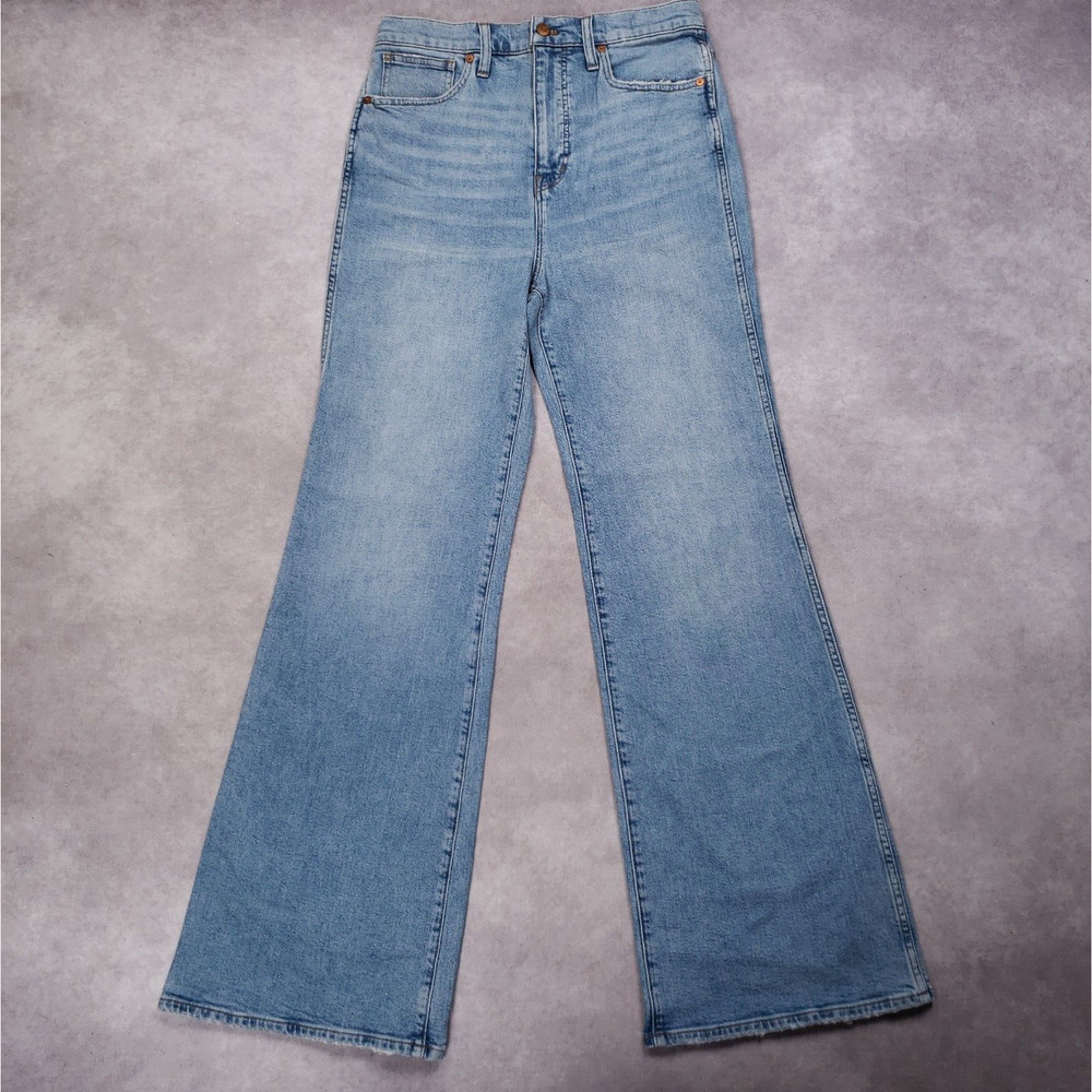Madewell 11" High Rise Flare Jeans Magic Pockets Light Blue Denim W28xL32